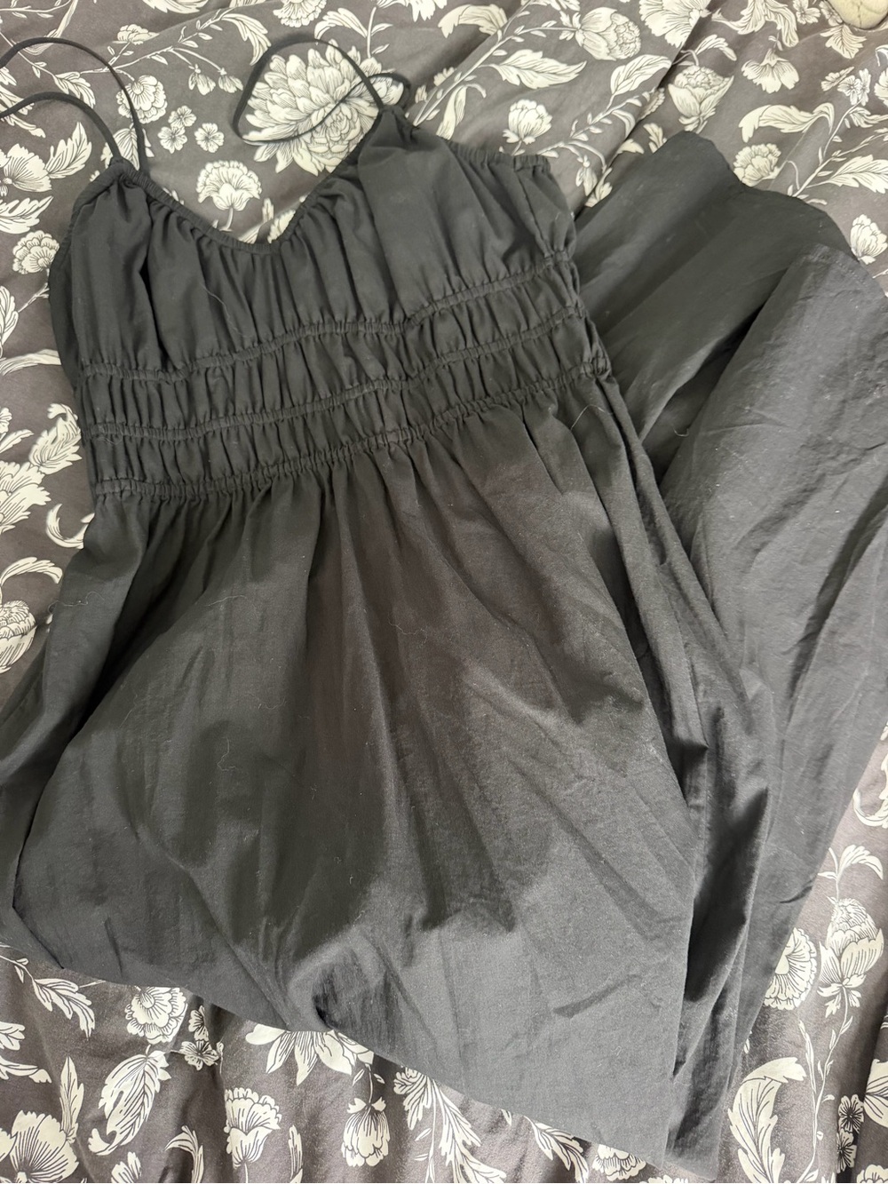 H&M Black Gathered Maxi Dress